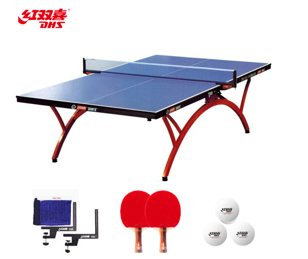 红双喜(DHS)专业乒乓球桌家用训练健身折叠式球台T2828(附带网架、乒拍、乒球)